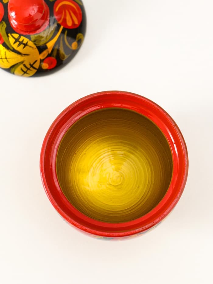 Банка для хранения сыпучих продуктов «Чайница», 11×9 см, хохлома, дерево