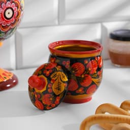 Банка для хранения сыпучих продуктов «Чайница», 11×9 см, хохлома, дерево