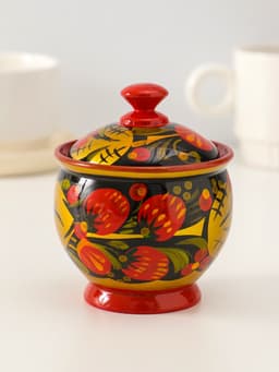 Банка для хранения сыпучих продуктов «Чайница», 11×9 см, хохлома, дерево