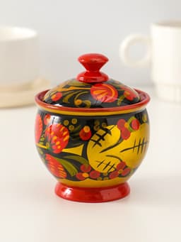 Банка для хранения сыпучих продуктов «Чайница», 11×9 см, хохлома, дерево