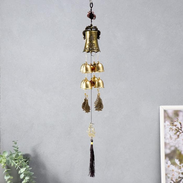 Музыка ветра «Лакшми и карпы», металл, 8 колокольчиков, 66 см