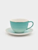 Чайная пара Доляна «Млечный путь», 2 предмета: чашка 220 мл, блюдце d=13.5 см, фарфор, бирюзовая