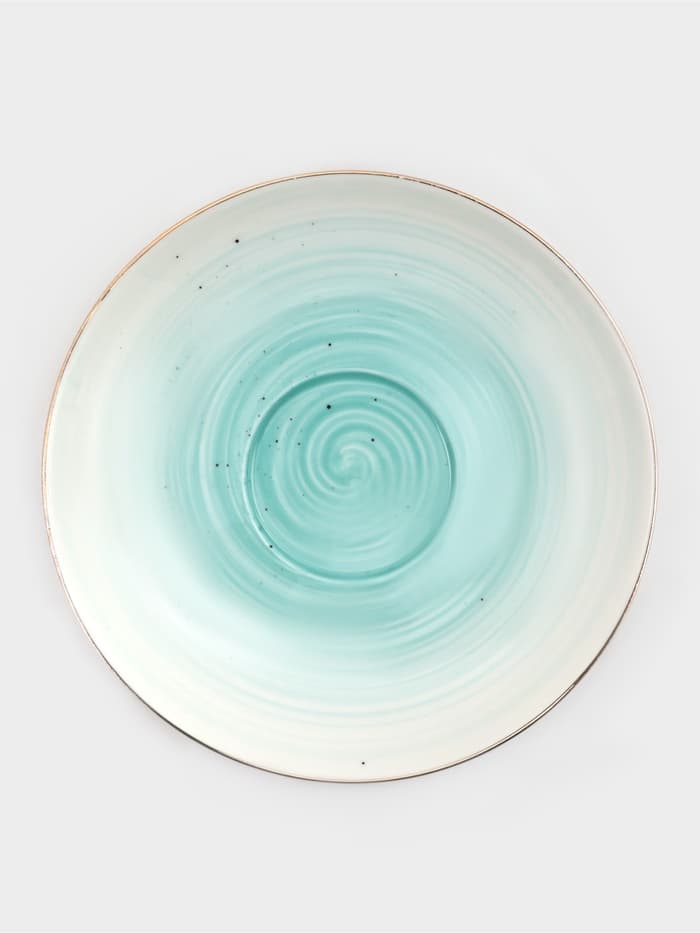 Чайная пара Доляна «Млечный путь», 2 предмета: чашка 220 мл, блюдце d=13.5 см, фарфор, бирюзовая