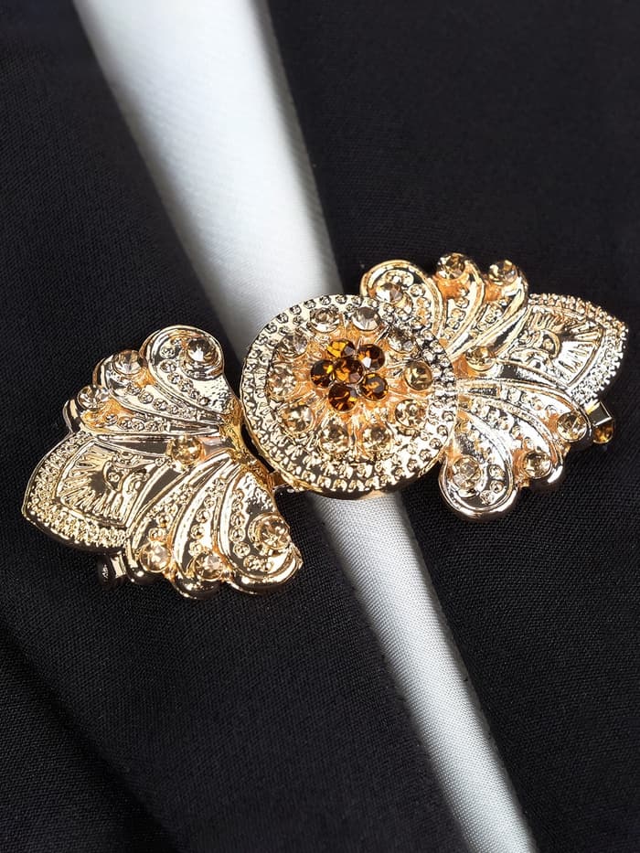 Зажим для кардигана «Восток», коричневый в золоте