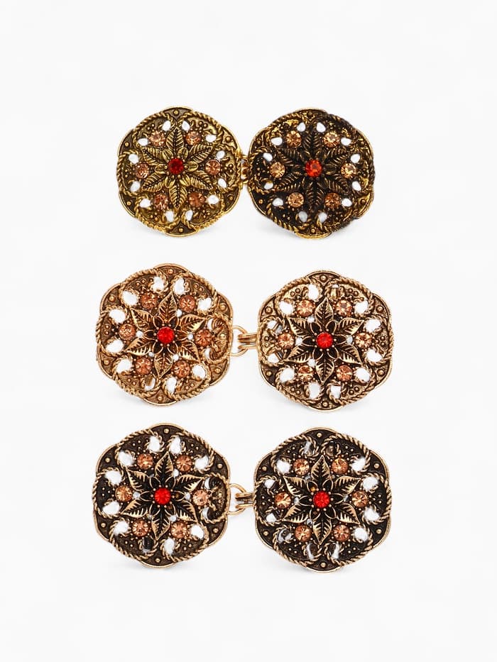 Зажим для кардигана «Цветы», коричневый в чернёном золоте