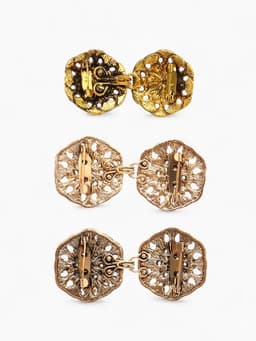 Зажим для кардигана «Цветы», коричневый в чернёном золоте