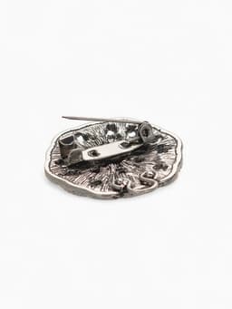 Зажим для кардигана «Цветы», чёрно-серый в чернёном серебре