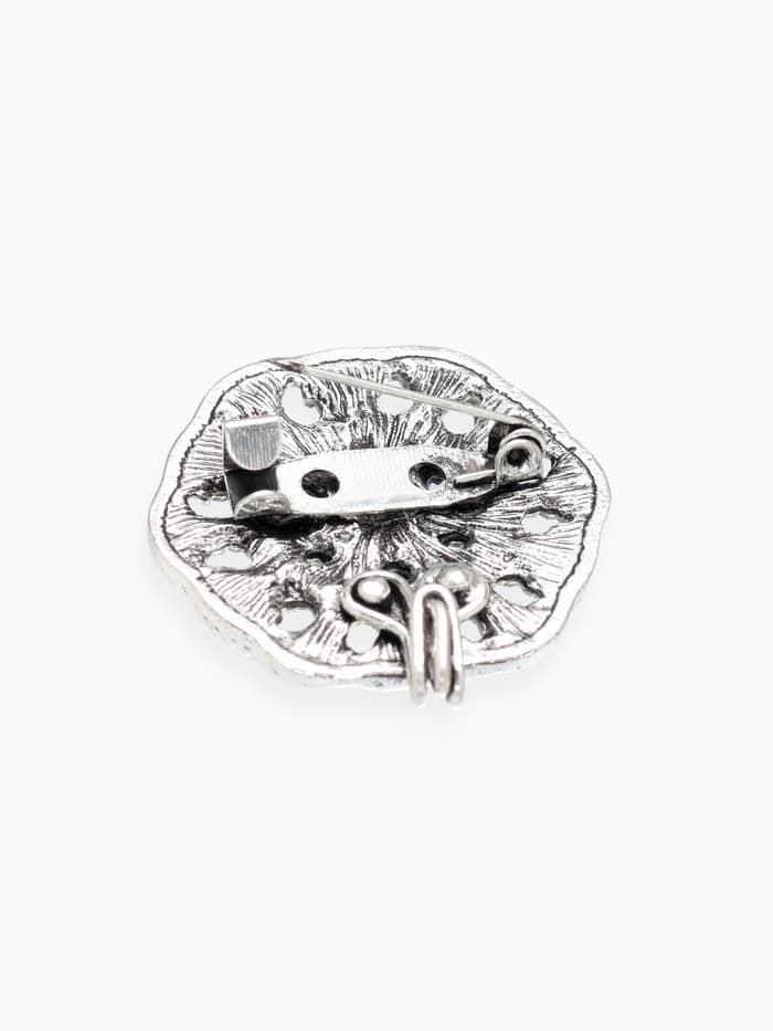 Зажим для кардигана «Цветы», чёрно-серый в чернёном серебре