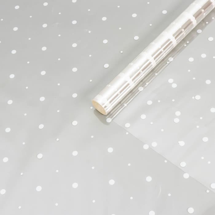 Пленка для цветов с белым рисунком «Горох», 0.7×7.6 м, 40 мкм, 200 г