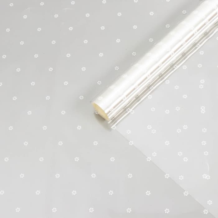 Пленка для цветов с белым рисунком «Цветочки», 0.7×7.6 м, 40 мкм, 200 г