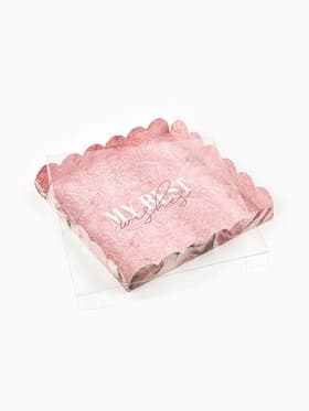 Коробка для печенья, кондитерская упаковка с пластиковой крышкой, My best wishes, 21×21×3 см