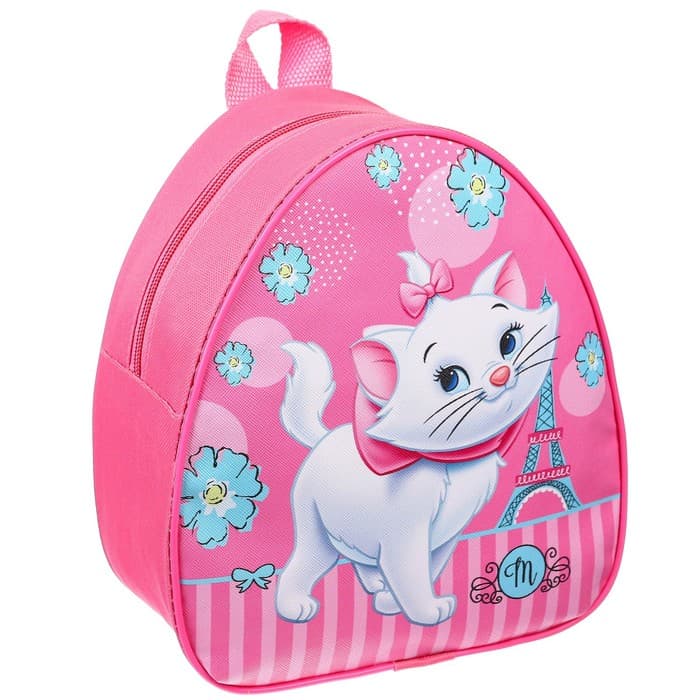 Рюкзак детский для девочки, на молнии, розовый, 23×21×10 см, Коты аристократы