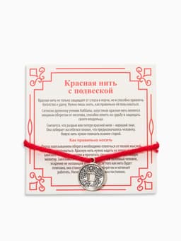 Браслет-оберег «Красная нить», на богатство, монетка, цвет серебро, 35 см