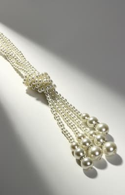 Бусы «Узел», 2 нити, бусины №6-14, цвет молочный, 80 см