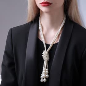 Бусы «Узел», 2 нити, бусины №6-14, цвет молочный, 80 см