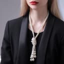 Бусы «Узел», 2 нити, бусины №6-14, цвет молочный, 80 см