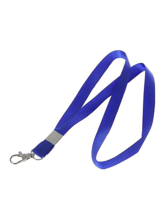 Лента для бейджа, ширина-15 мм, длина-80 см, с металлическим карабином, синяя
