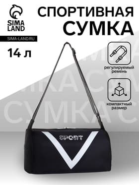 Сумка спортивная на молнии, боковой карман/сетка, регулируемый ремень, маленький размер, чёрная
