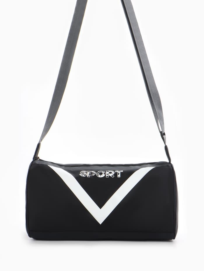 Сумка спортивная на молнии, боковой карман/сетка, регулируемый ремень, маленький размер, чёрная