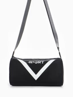 Сумка спортивная на молнии, боковой карман/сетка, регулируемый ремень, маленький размер, чёрная