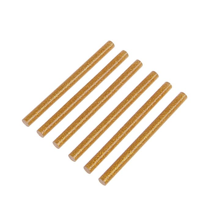 Клеевые стержни ТУНДРА, 7×100 мм, золотистые с блестками, 6 шт.