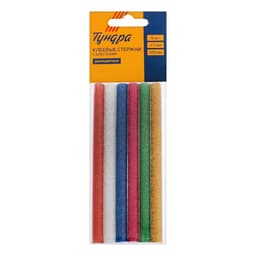 Клеевые стержни ТУНДРА, 7×100 мм, разноцветные с блестками, 6 шт.