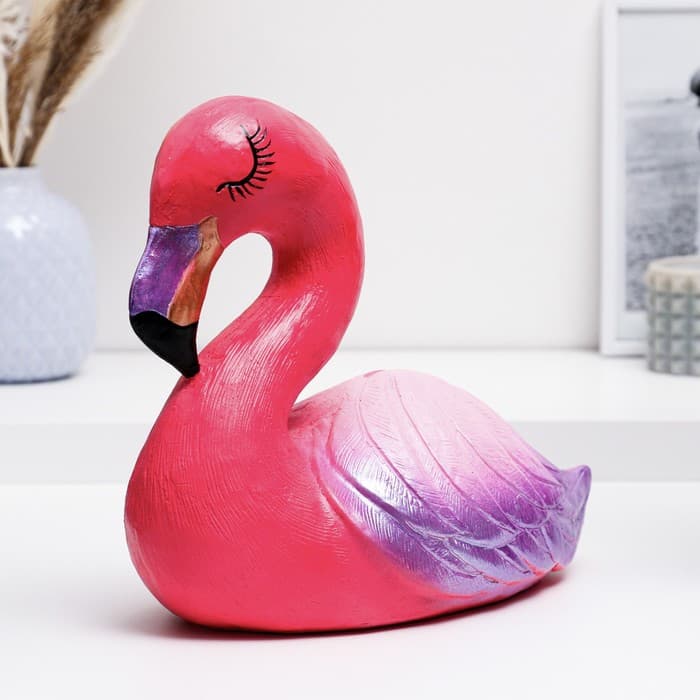 Копилка для денег «Фламинго большой», гипс, розовый с фиолетовым, 24 см