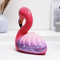 Копилка для денег «Фламинго большой», гипс, розовый с фиолетовым, 24 см