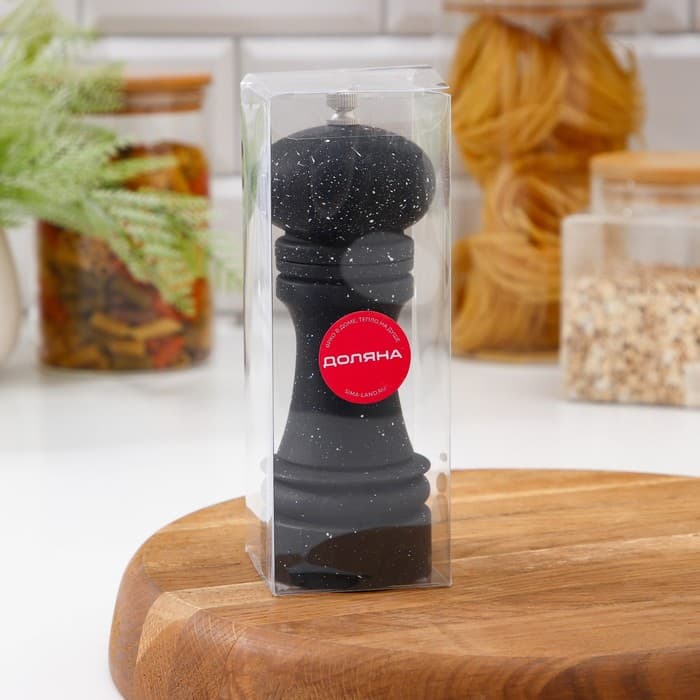 Мельница для специй Доляна «Зефир», 16×5.5 см, керамический механизм, пластик, чёрная