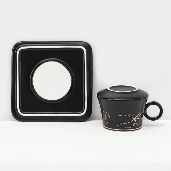 Набор кофейный «Мейси», 12 предметов: 6 чашек 100 мл, 6 блюдец d=11 см, керамика, чёрный