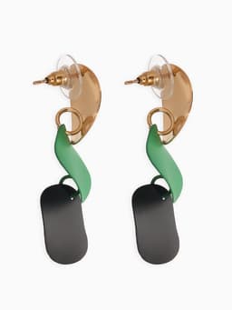 Серьги металл «Азелия», выгнутые круги, чёрно-зелёные в золоте