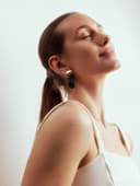 Серьги металл «Азелия», выгнутые круги, чёрно-зелёные в золоте