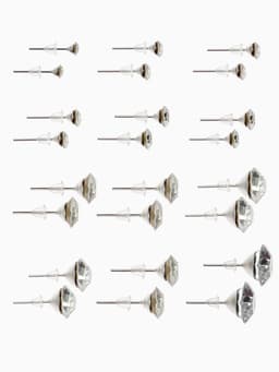 Серьги пусеты One year, 12 пар, классика, белые в серебре