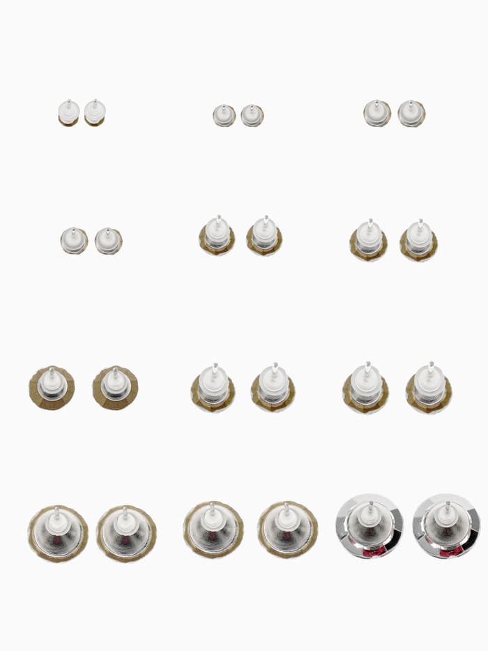 Серьги пусеты One year, 12 пар, классика, белые в серебре