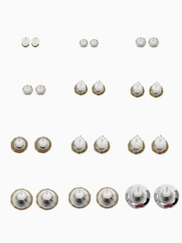 Серьги пусеты One year, 12 пар, классика, белые в серебре