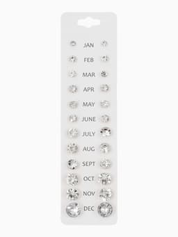 Серьги пусеты One year, 12 пар, классика, белые в серебре