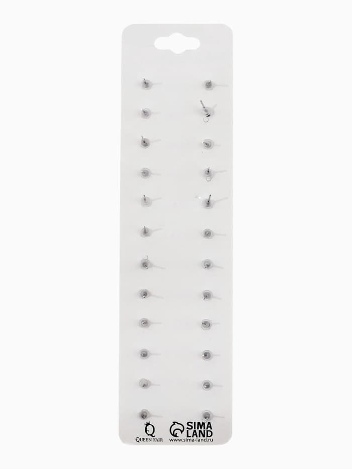 Серьги пусеты One year, 12 пар, классика, белые в серебре