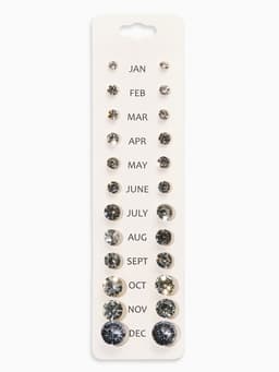 Серьги пусеты One year, 12 пар, классика, белые в серебре