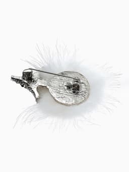 Брошь «Ёжик», пушистый, белая в серебре