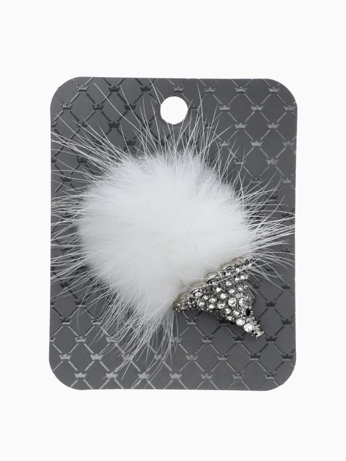 Брошь «Ёжик», пушистый, белая в серебре