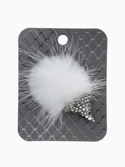 Брошь «Ёжик», пушистый, белая в серебре