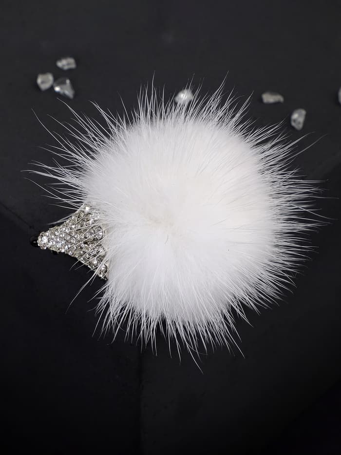 Брошь «Ёжик», пушистый, белая в серебре