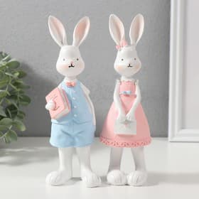 Фигурка полистоун «Зайка в бежевом платье. В шортах и жилетке», 19.5×4.5×6.5 см, МИКС