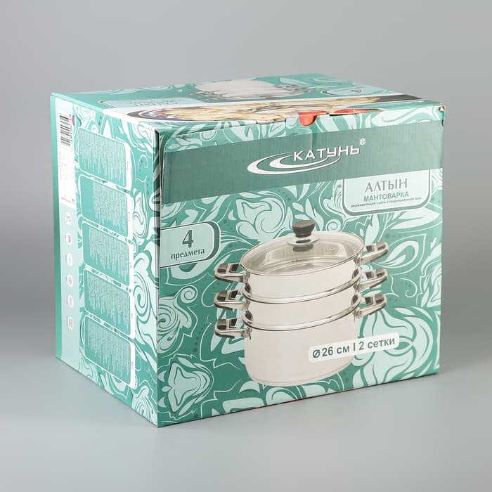 Мантоварка Катунь «Алтын», 12.7 л, d=26 см, 2 секции, капсульное дно, индукция, нержавеющая сталь