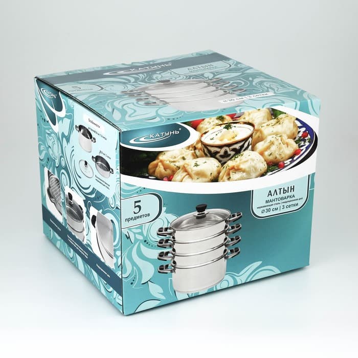 Мантоварка Катунь «Алтын», 21.5 л, d=30 см, 3 секции, капсульное дно, индукция, нержавеющая сталь