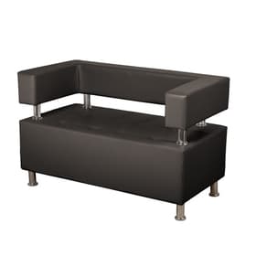 Диван офисный двухместный «Райли», экокожа, цвет чёрный глянец