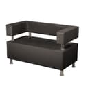 Диван офисный двухместный «Райли», экокожа, цвет чёрный глянец