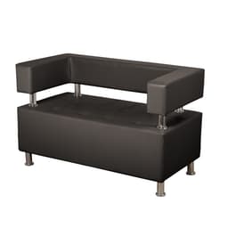 Диван офисный двухместный «Райли», экокожа, цвет чёрный глянец