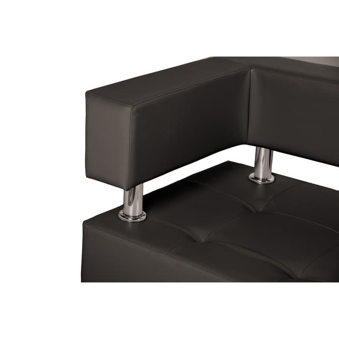 Диван офисный двухместный «Райли», экокожа, цвет чёрный глянец