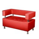 Диван офисный трёхместный «Райли», экокожа, цвет красный глянец